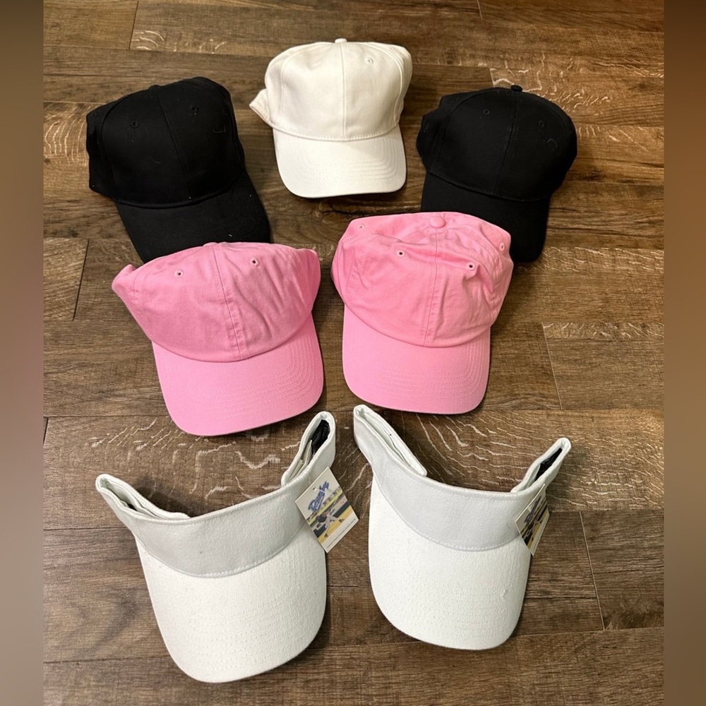 NEW! 7 Hat Bundle! 5- baseball Caps & 2- Visors